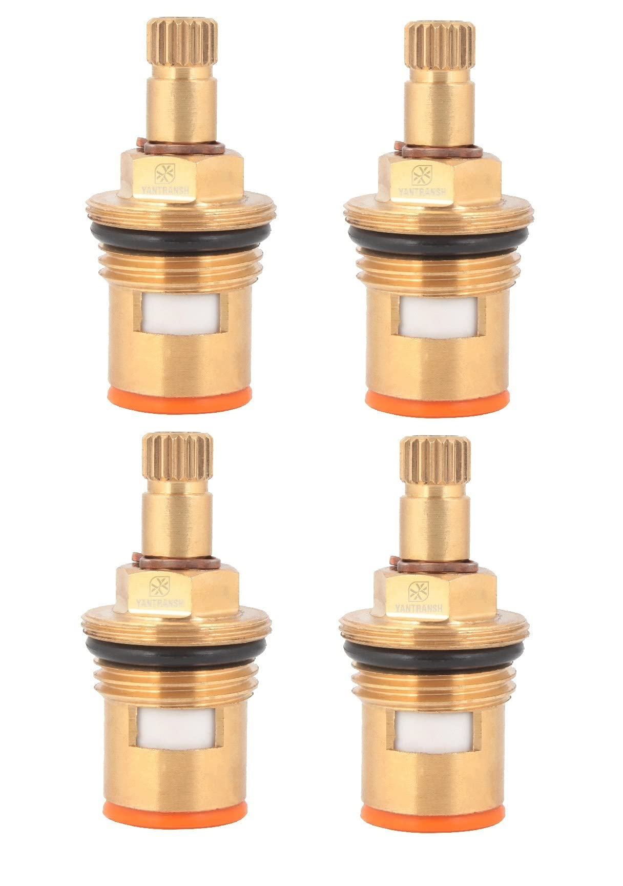 YANTRANSH Brass Ceramic Disc Cartridge Quarter turn 1/2" for Bathroom Kitchen Cold Tap Faucet Valve (Medium) - Set of 04 Nos