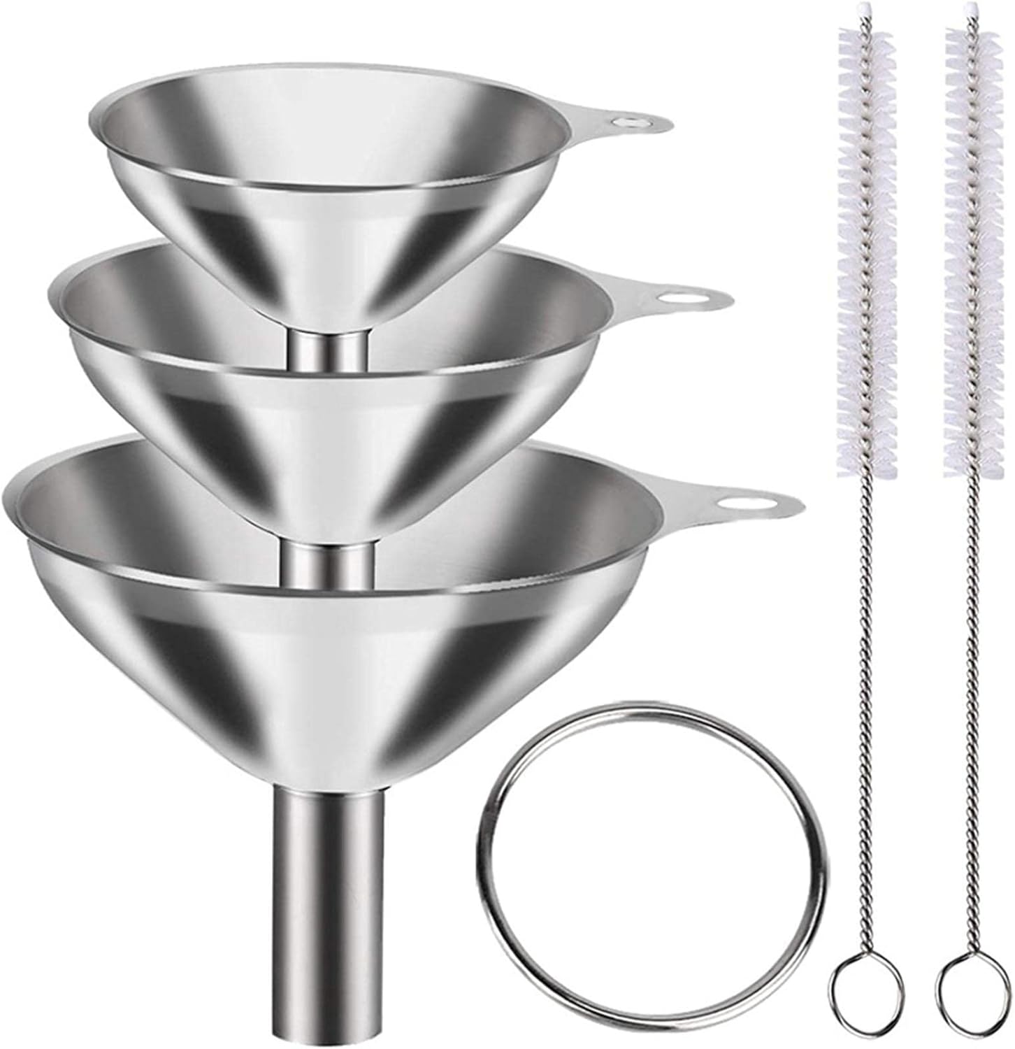 10 Pcs Stainless Steel Funnel Kitchen Funnel with