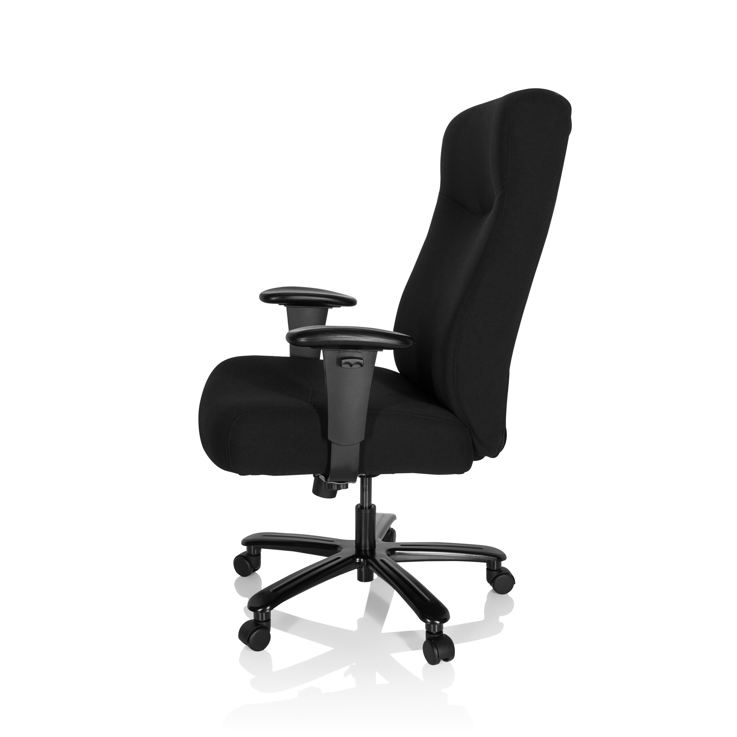 hjh OFFICE 738122 Chefsessel XXL Everest I Stoff Schwarz Schreibtischstuhl gepolstert bis 180kg belastbar, höhenverstellbar, one Size