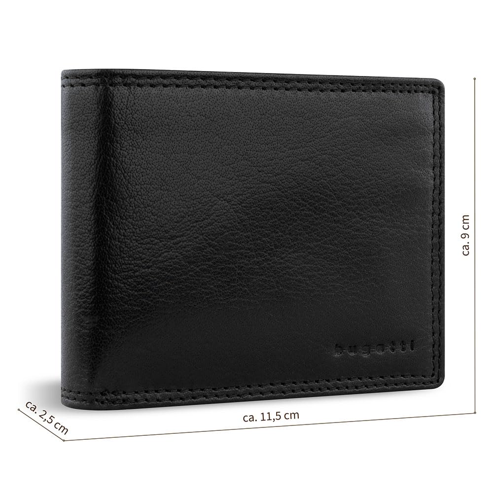 bugatti Savona Set Schultertasche & Geldbörse aus Büffelleder, Geldbeutel RFID-Schutz, Umhängetasche & Portemonnaie mit Stoffbeutel