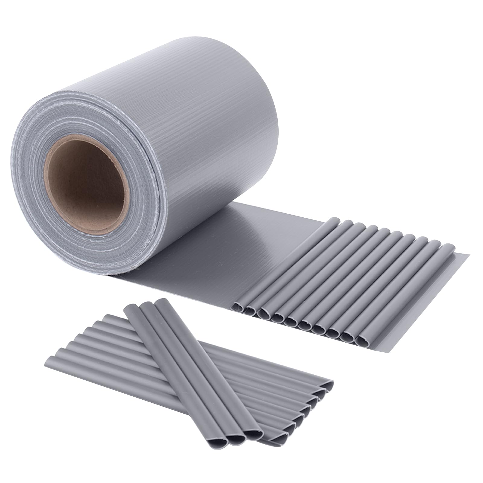HENG FENG PVC Sichtschutzstreifen für Doppelstabmatten 50m x 19cm,inkl.30 Clips,Sichtschutz Zaun 450g/m²,Zaunsichtschutz,Windschutz für Gartenzaun,Doppelstabmatten,Balkon,Grau