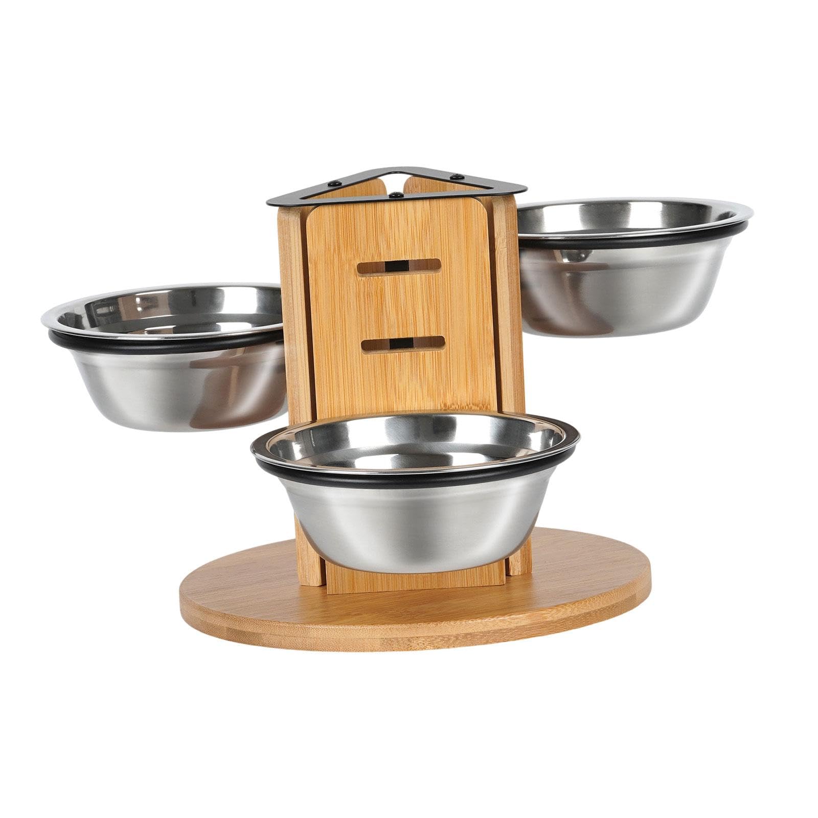 Harilla Cuencos Elevados para Gatos, Comederos Y Bebederos para Perros para Varios Gatos, Regulables en Altura, para Uso en Interiores, Elevados con Soporte D