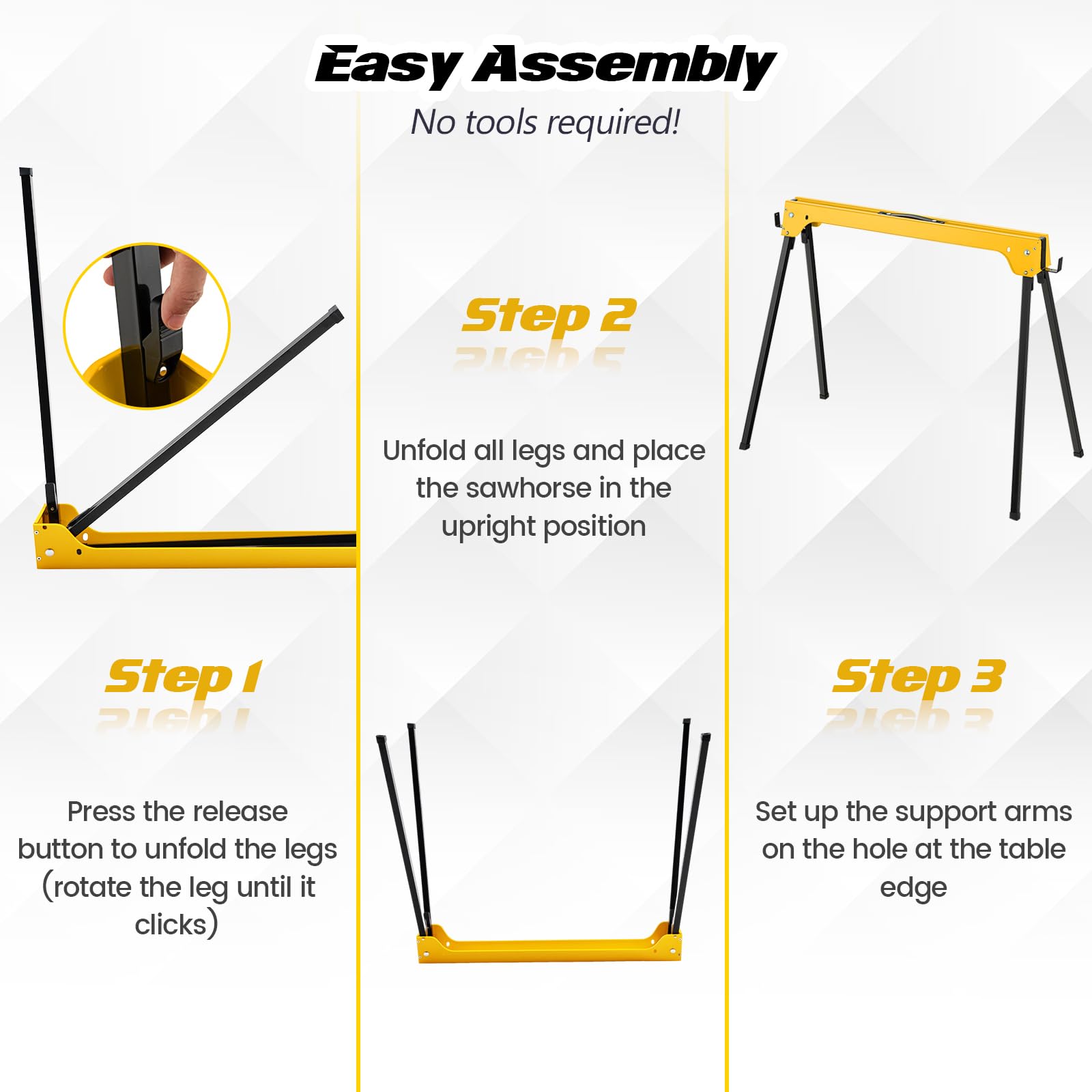 GOPLUS Pack de 2 caballetes de sierra plegables, andamios portátiles con mango cómodo y brazos de apoyo desmontables 2 x 4, capacidad de peso de 600 kg por caballete, no requiere montaje