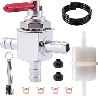 Two-Way 1/4" Cut-Off Fuel Gas Valve Compatible with EXMARK 1-633347 Scag 482212 E633347 Hustler 745059 Yazoo 102679 Husqvarana 539102679 with Fuel Filter
