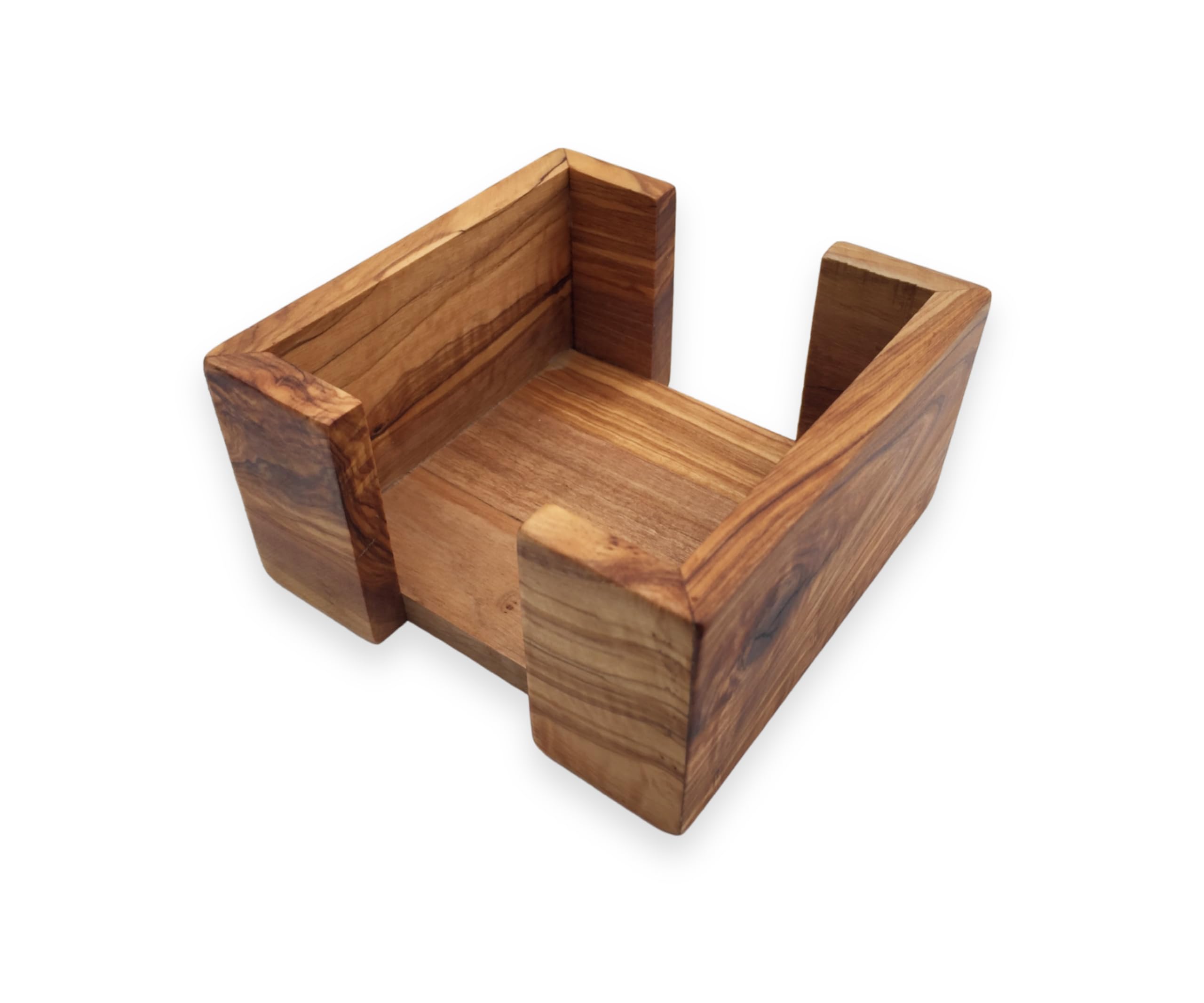 Zettelbox Notitzpapier Halter 9x9cm Olivenholz eckig handgefertigt Stifthalter Becher