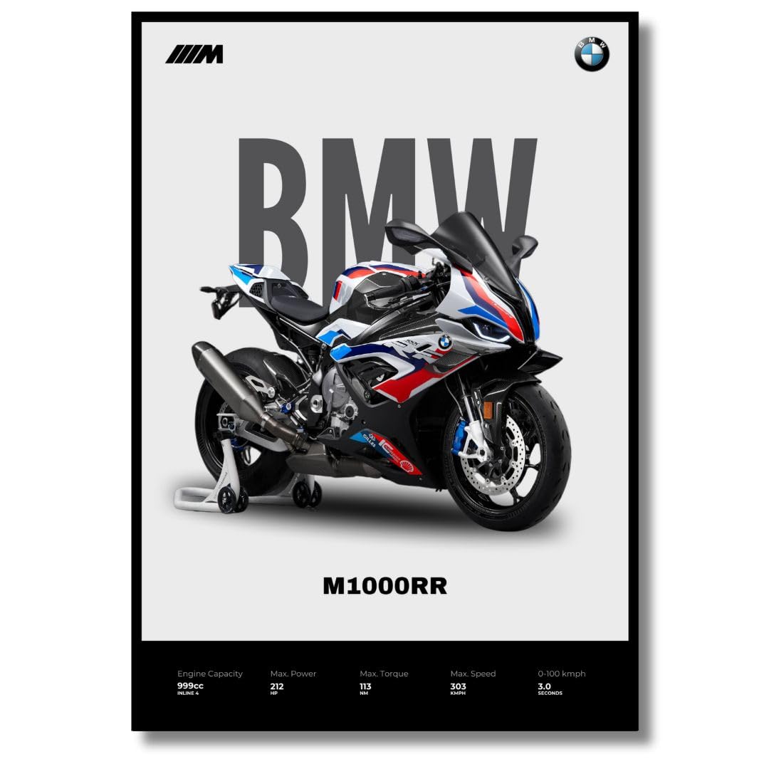 Funk You Store BMW M1000RR Poster | Superbike BMW Poster | Unframed Matt Superbike | Bike Posters A3 Size (42 x 30 cm) | Motorrad Bikes Posters for Wall, Home, Bedroom, Living room decoration