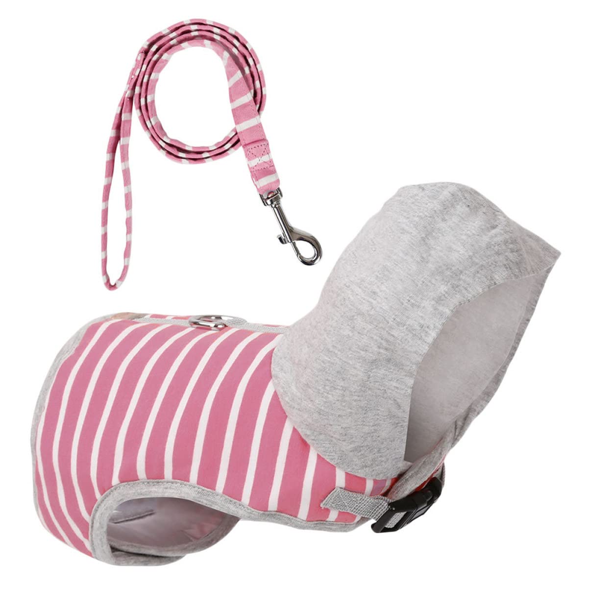 POPETPOP 3pezzi Pettorina Per Gatti Con Guinzaglio Estensibile Vest Stile Stripes Per Passeggiate Sicure e Confortevoli