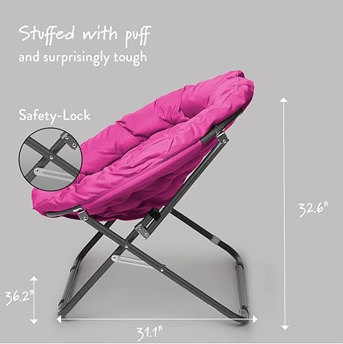 Miniatura 3 de Urban Lifestyle Silla platillo plegable de gran tamaño, color rosa marino,Rosado,gris