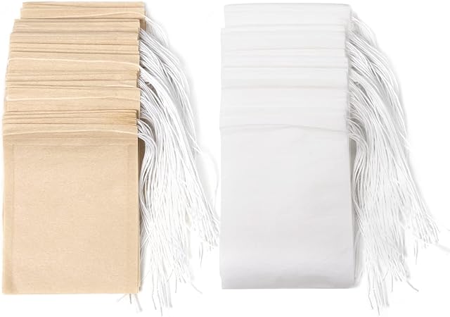 200PCS Disposable Tea Filter Bags, Carehabi Empty with Drawstring, for Loose, Muslin Bag (6 x 8 cm)