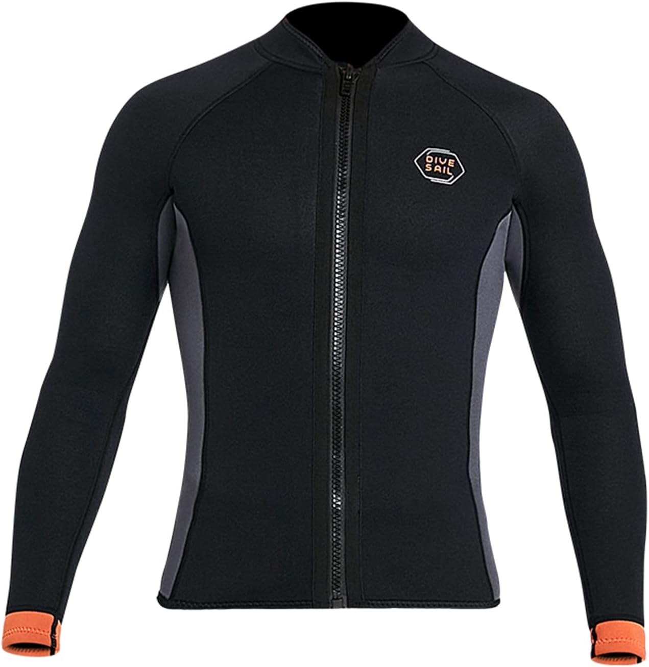 Heavyoff 3mm Wetsuits Men Long Sleeve Jacket Front Zipper Diving Skin Suit Top for Scuba Snorkeling Surfing Swimming