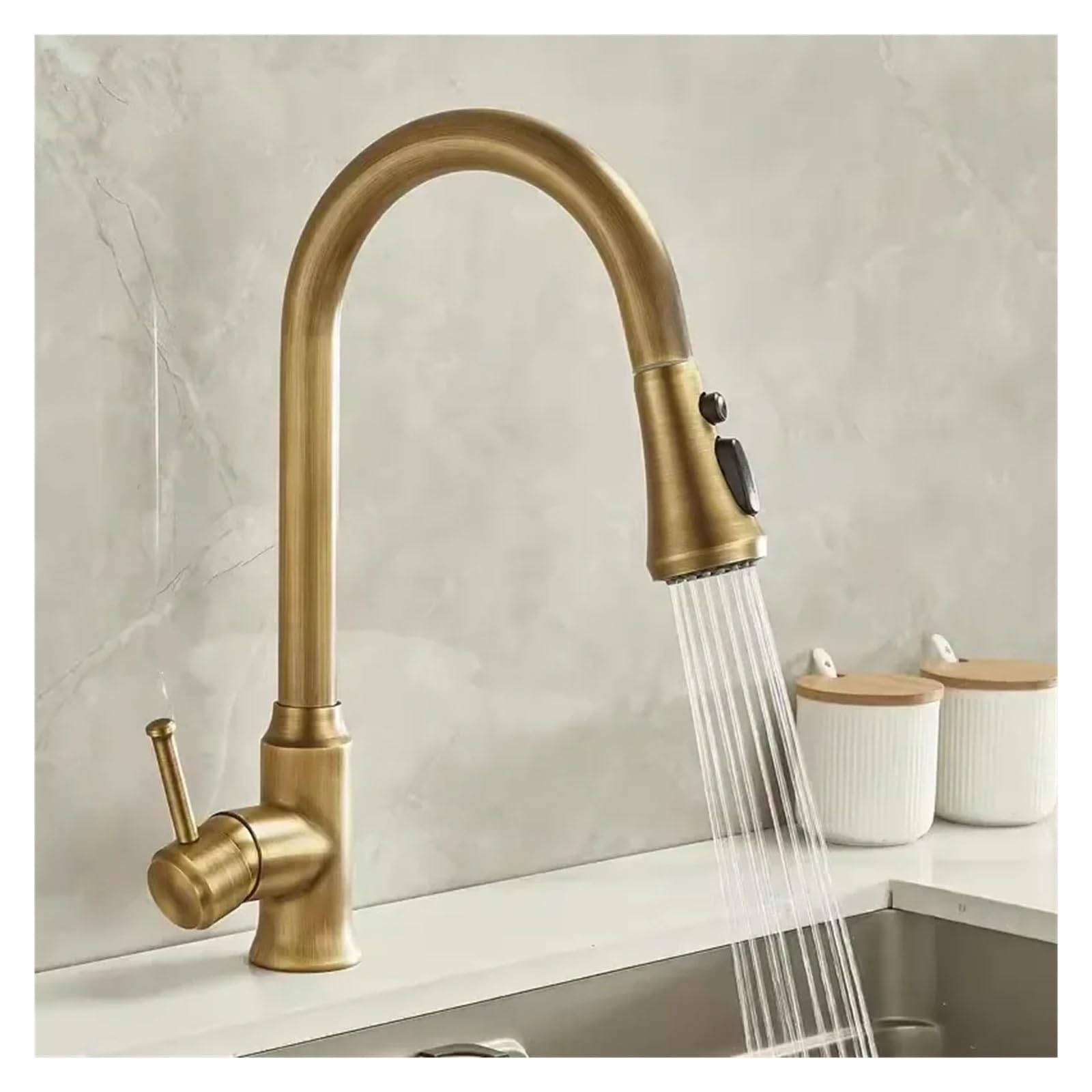 Grifo mezclador para fregadero, grifo de cocina extraíble, giratorio de 360 grados de latón antiguo para un uso fácil, diseño moderno para tu hogar