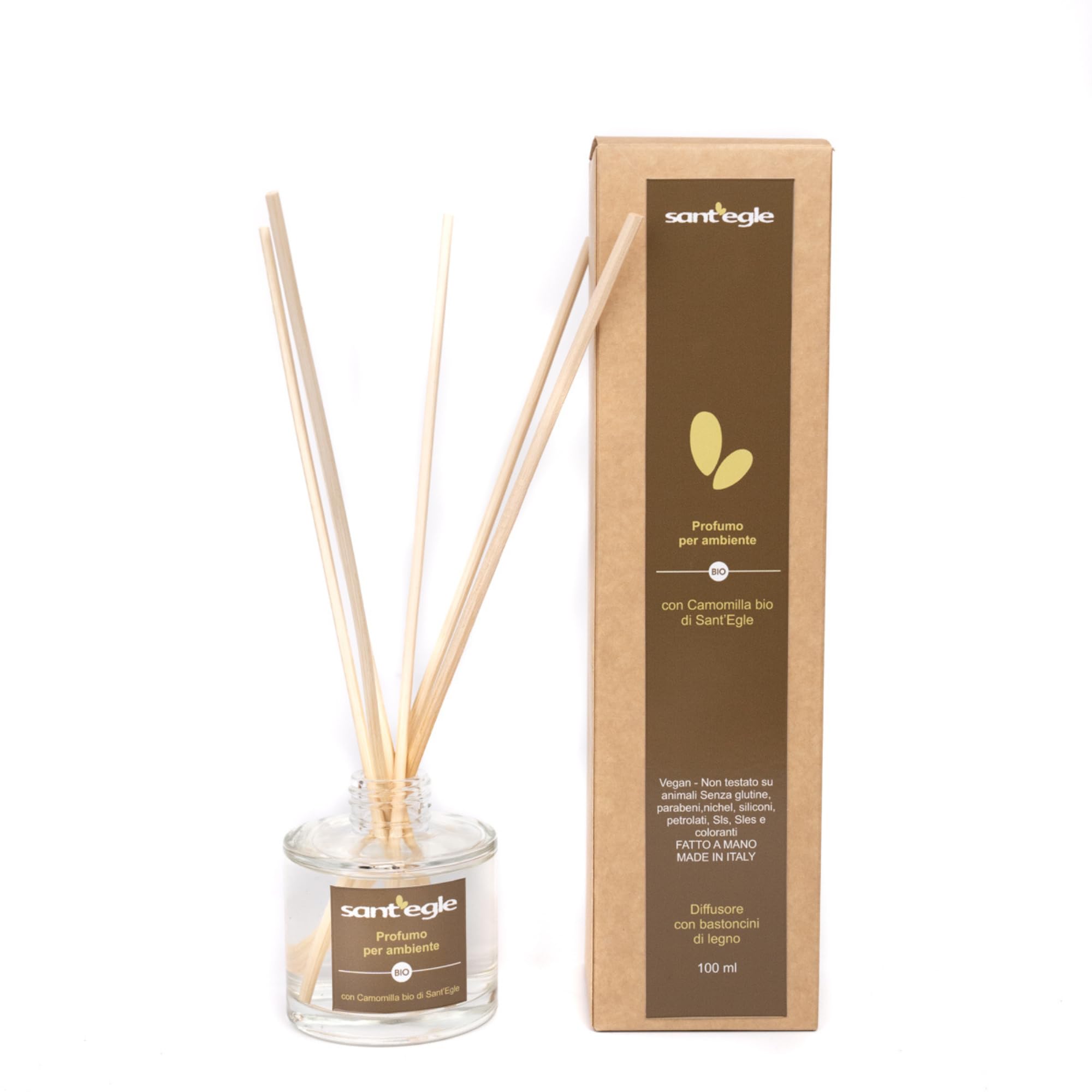 Sant'Egle Ekologiczny dyfuzor z drewnianymi patyczkami, zapach rumianku, 100 ml, (1)