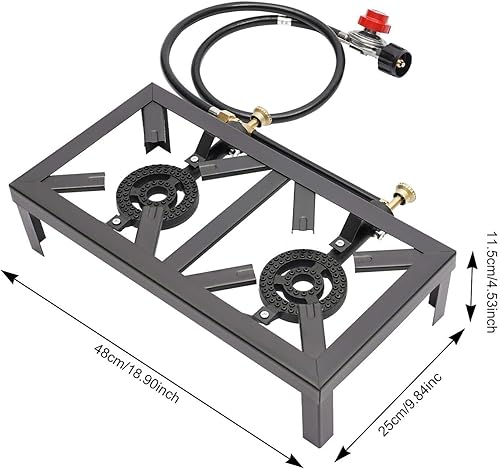Miniatura 3 de Xuthusman Estufa de gas portátil de un solo quemador para exteriores, cocina de propano con manguera reguladora ajustable de 0 a 20 psi para