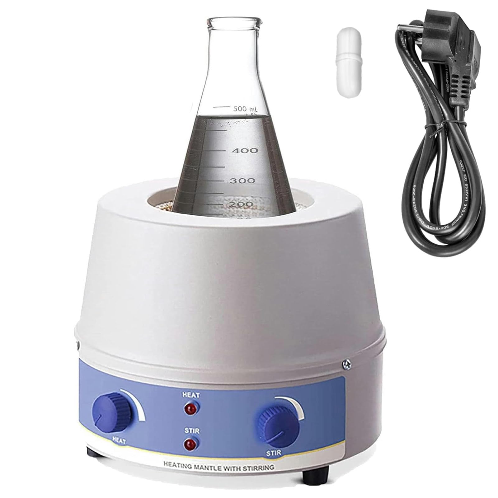 Manta Calefactora De Laboratorio (100-2000 ml), Manta Calefactora con AgitacióN MagnéTica, Temperatura Y Velocidad Ajustables, Temperatura: Rt-380 °C, para Calentar Y Agitar LíQuidos,100ml