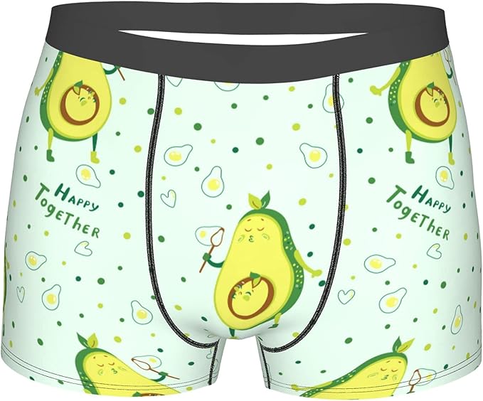 Mens Boxer Briefs Funny Avocado Blow Bubbles Underwear Breathable Boxer