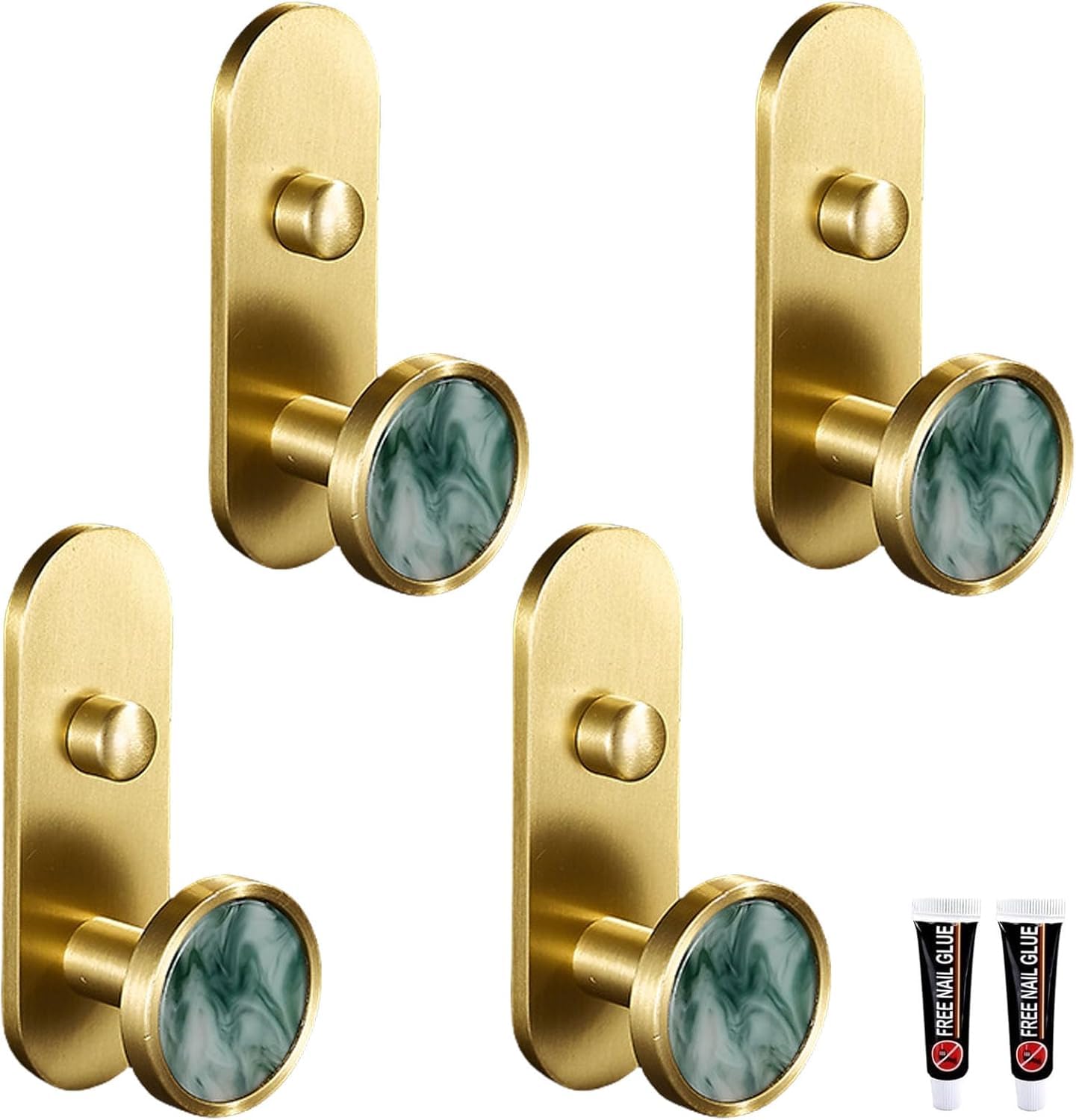 MOPAHCVT Clothing Racks Coat Hook,no Drilling Required, Brass Finish, Waterproof and Rust-Resistant(Green,82mm)