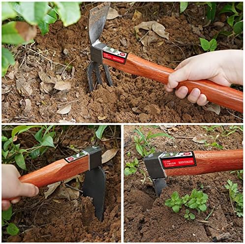 CHUNYU-UK Garden Hoe and Rake Short Handle Hoe Household Planting Gadget Cultivation Hoe for Weeding Digging Soil and Outdoors 38.5 cm
