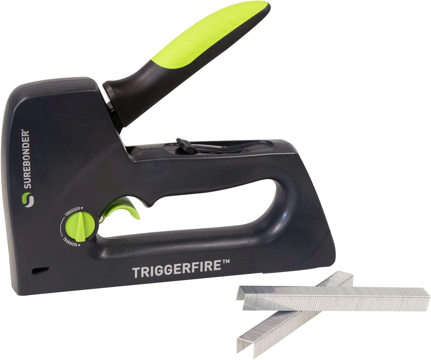Surebonder TRIGGERFIRE Staple Gun Kit with 720 Staples Included - 2 Strips of Each Size 1/4", 5/16", 3/8", and 9/16" - Great for DIY, Upholstery, Insulation, Woodworking, Home Repair, Carpeting