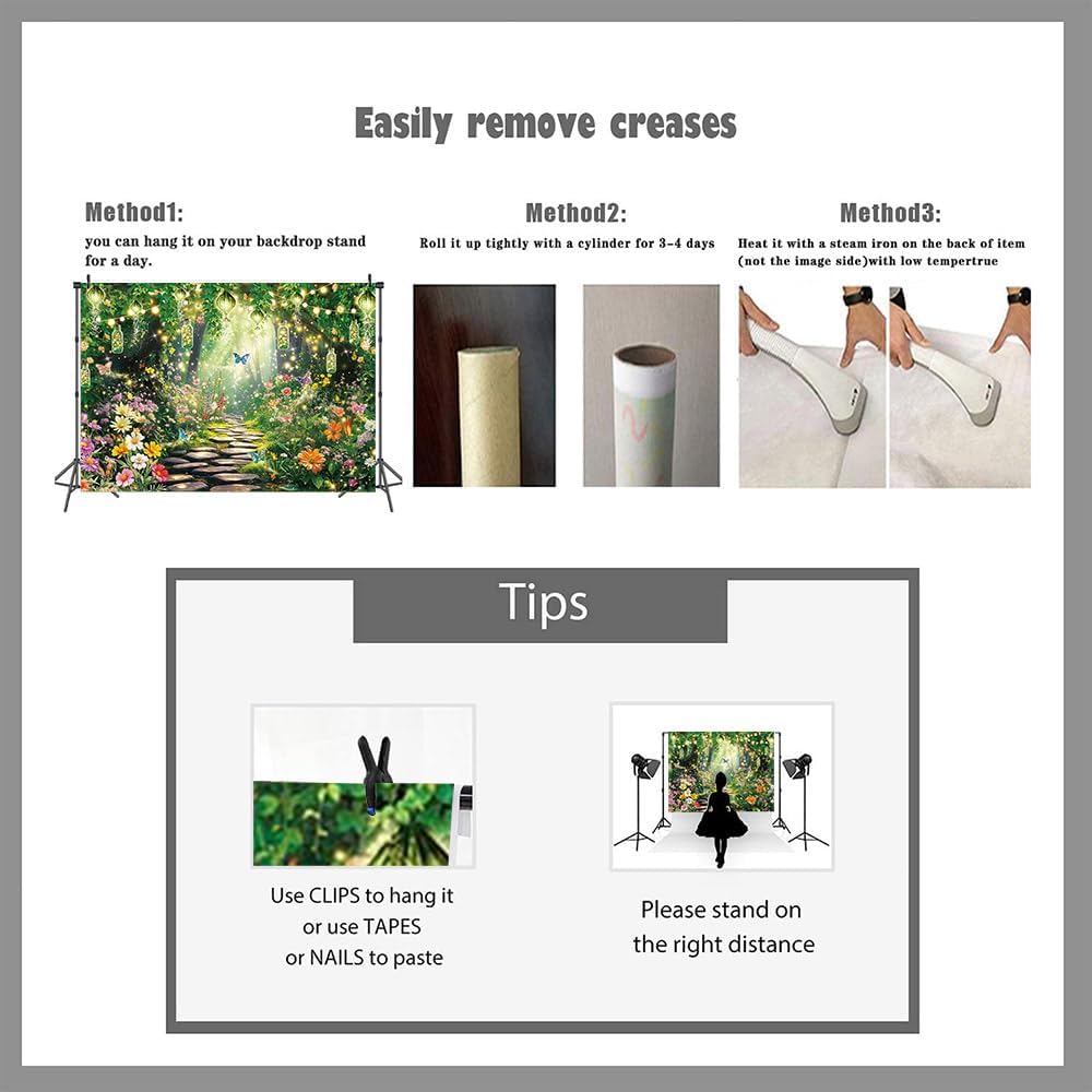 Enchanted Forest Backdrop Fairy Garden Photography Background Spring Fairy Tale Wonderland Birthday Party Decoration Banner Photo Supplies (94x70inch(8x6FT))