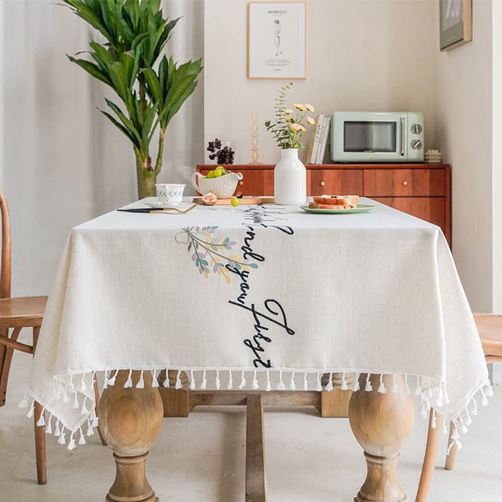 Tablecloth Waterproof Table Cover Rectangular Tablecloth Linen Tablecloth Wrinkle-Free Dust-Proof 55x78 inch（140x200 cm）