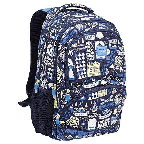 MILAN® Mochila escolar 4 cremalleras (25 l) serie especial The Yeti, azul marino