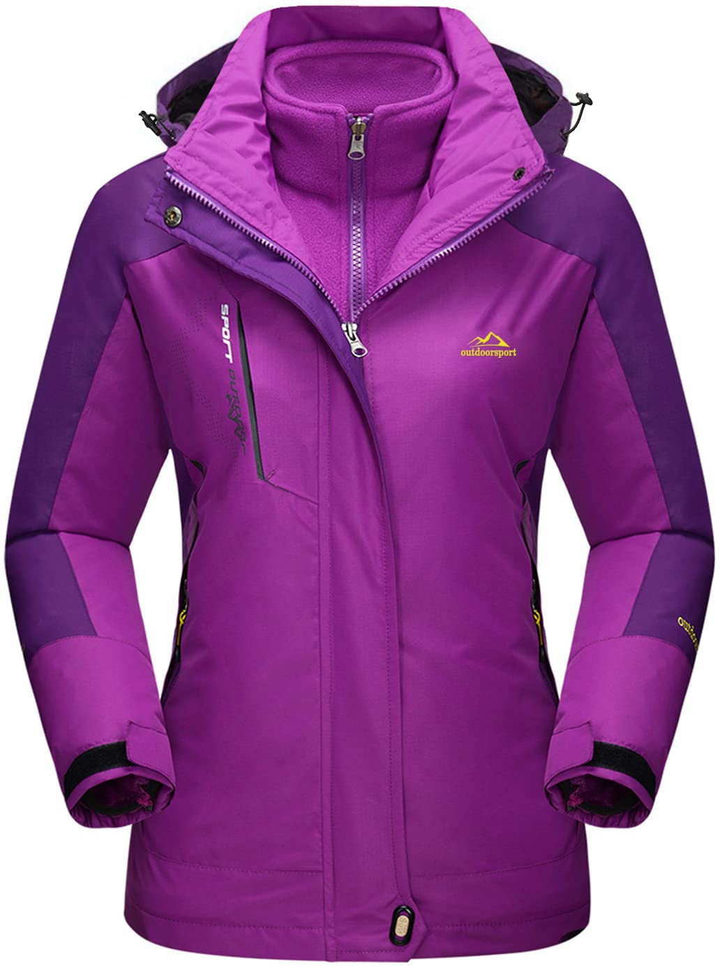 Waterdichte Skijas Met Fleece Binnenjas TACVASEN Dames 3-in-1 Winterjas – Fleece Gevoerd, Waterdicht – Voor Skiën, Snowboarden & Outdoor Verstelbare Capuchon