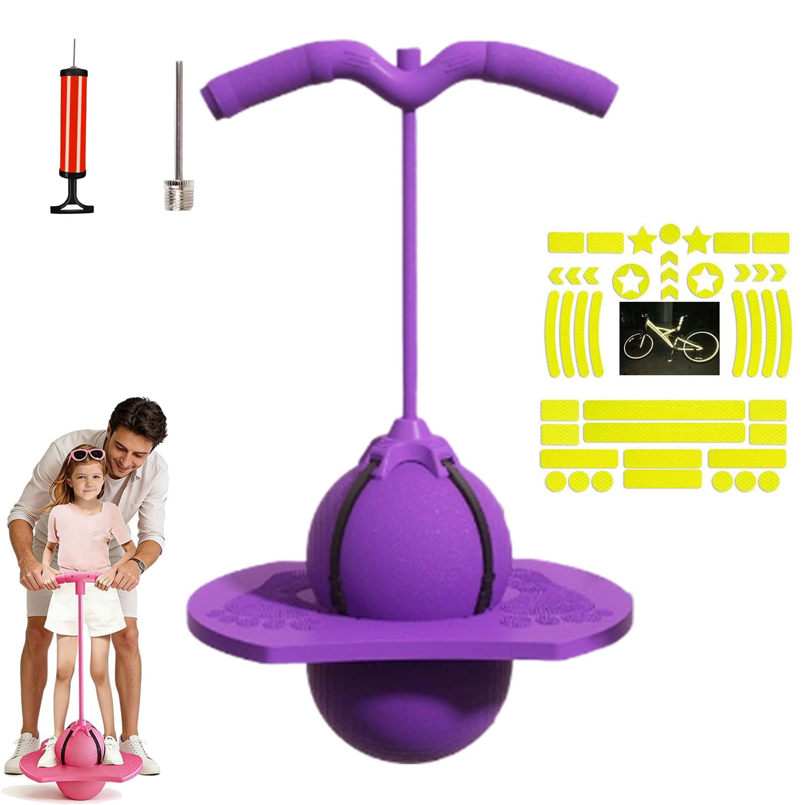 Pogo Pelota de salto para niños y adultos, pelota de salto de equilibrio, juguete para exteriores, patio de recreo con adhesivo reflectante, capacidad de carga 300 kg, entrenamiento de — view 8