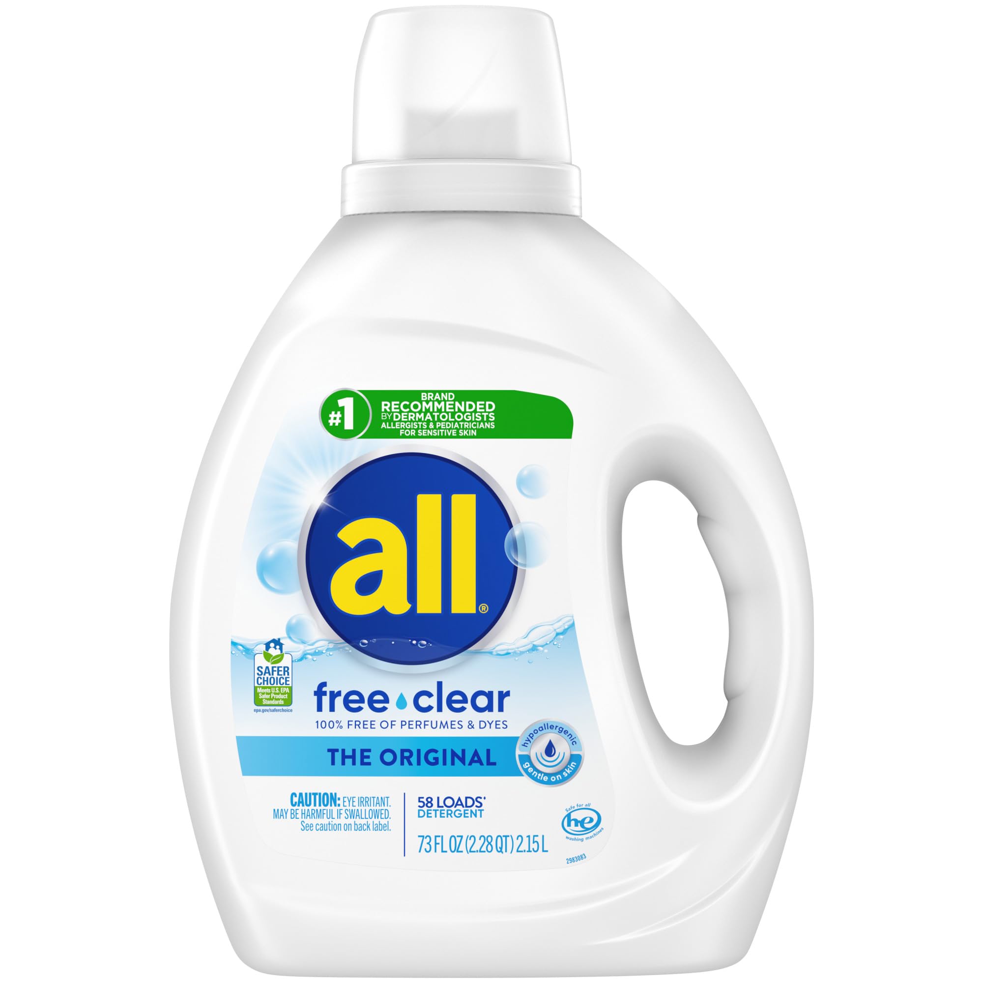 all Liquid Laundry Detergent Free Clear 73 Fluid Ounces 58 Loads