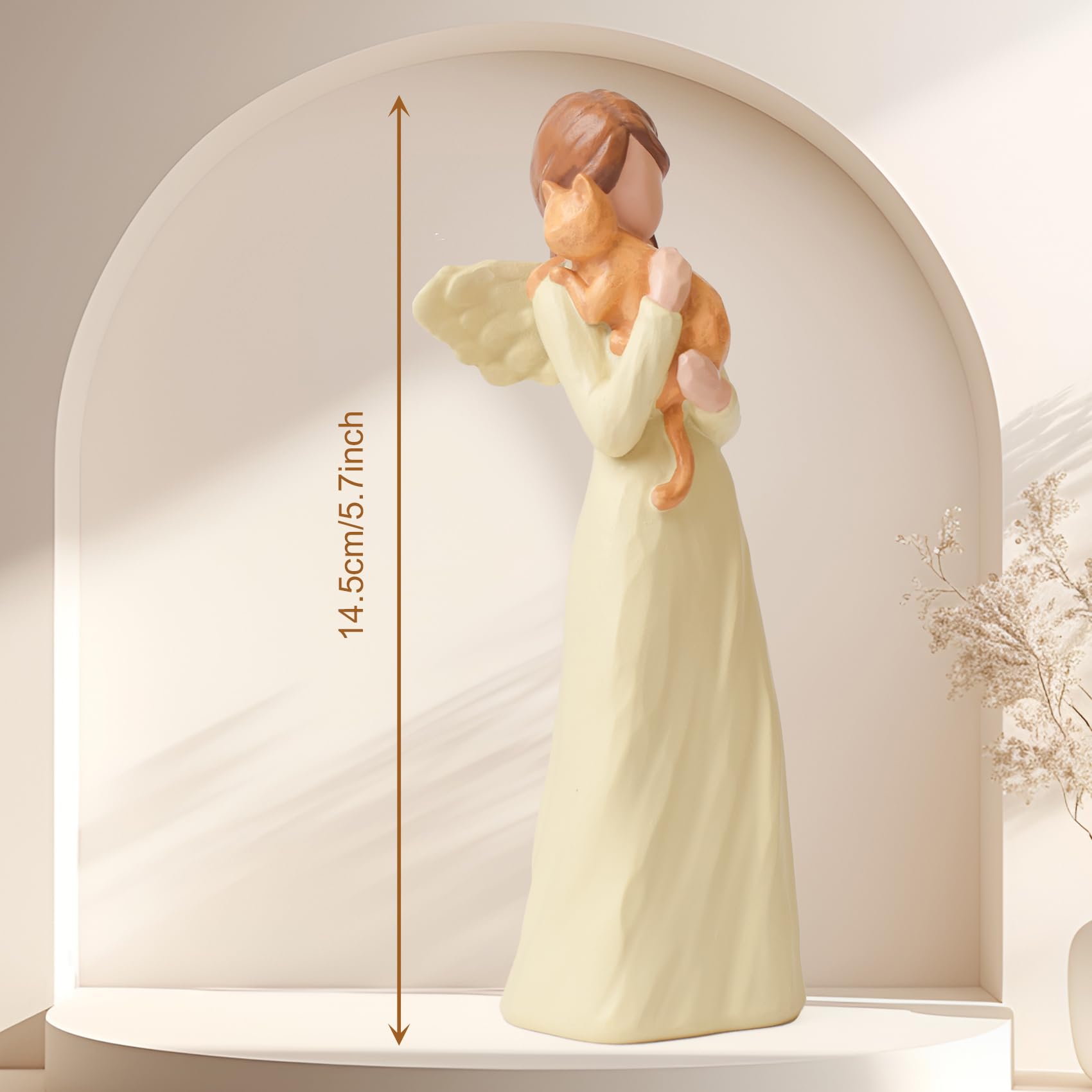 Cat Memorial Gifts for Women Ginger Cat Angel Figurines - Image 2