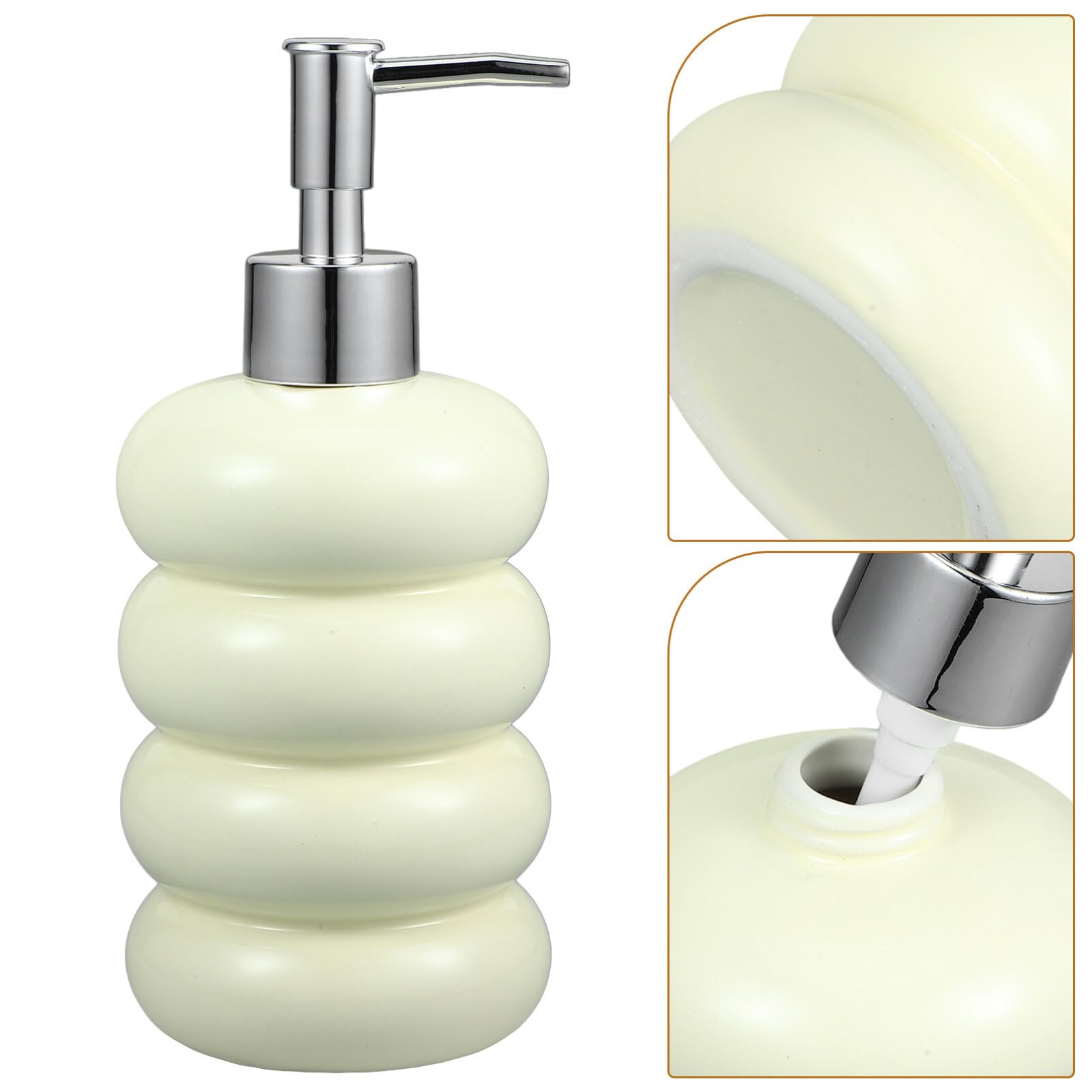 ABOOFAN Ceramic Soap Dispenser, Shampoo Lotion Pump Bottle Chubby Donut Bathroom Bottle Refillable Liquid Bottle Conditioner Container for Kitchen Washroom 450ml