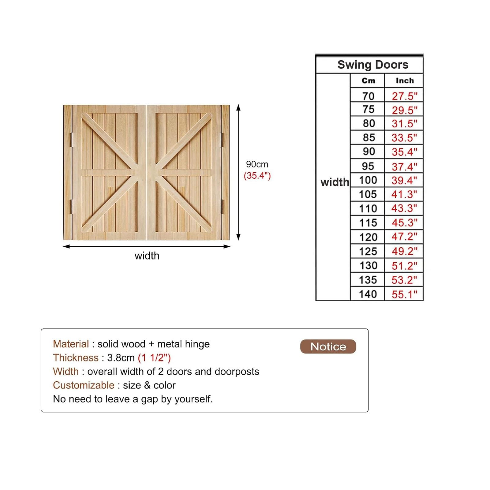 Porte a battente interne in legno con cerniere a chiusura automatica per cucina e bar, design durevole per un facile accesso e una maggiore privacy