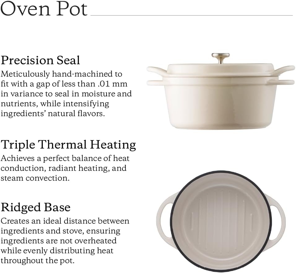 Vermicular Oven Pot | Non-Toxic Enameled Cast Iron Pot | 18cm (1.8 Qt) | Oven-safe | Induction-compatible | Dutch Oven | Made in Japan | Serves 1-2 | Pearl Brown