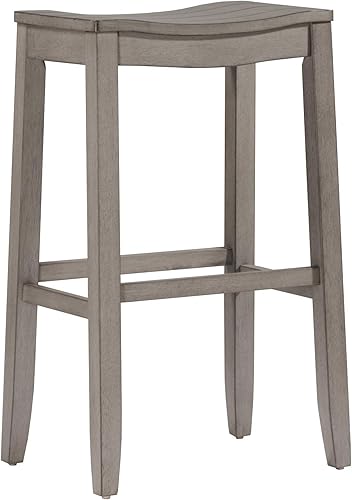 Hillsdale Fiddler Taburete de madera sin espalda con asiento estilo silla gris envejecido