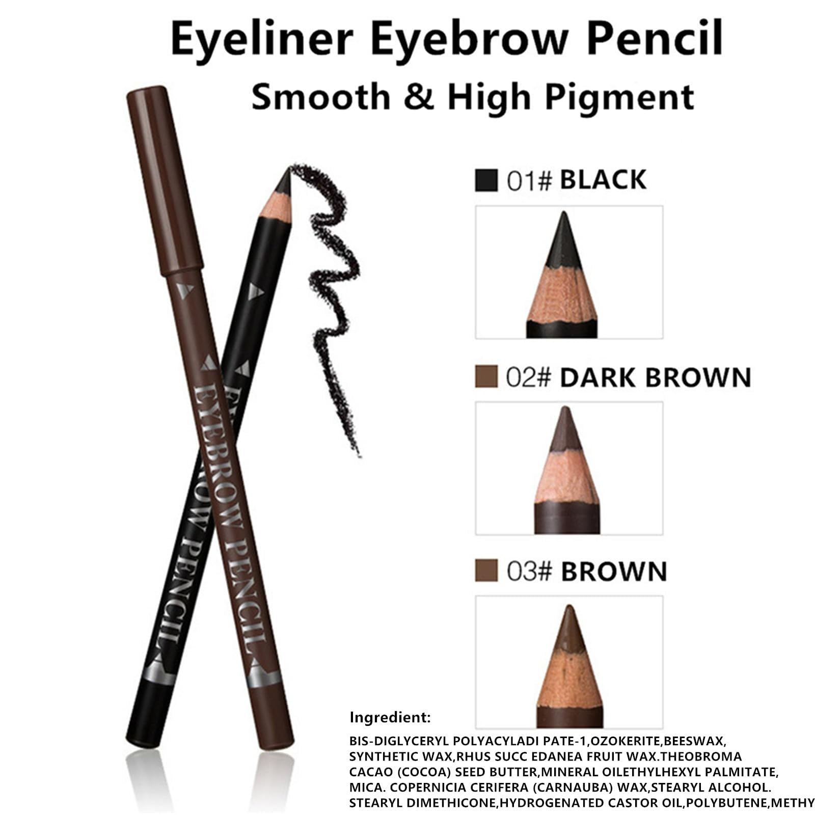 Go Ho 6 PCS Eyebrow Eyeliner Pencil Set,Easy to Color Waterproof Eye Brow Pencil,Professional Long-lasting Eye Liner Makeup Brow Tint Pen,3 Colors(Black,Light Brown,Dark Brown) - Image 3