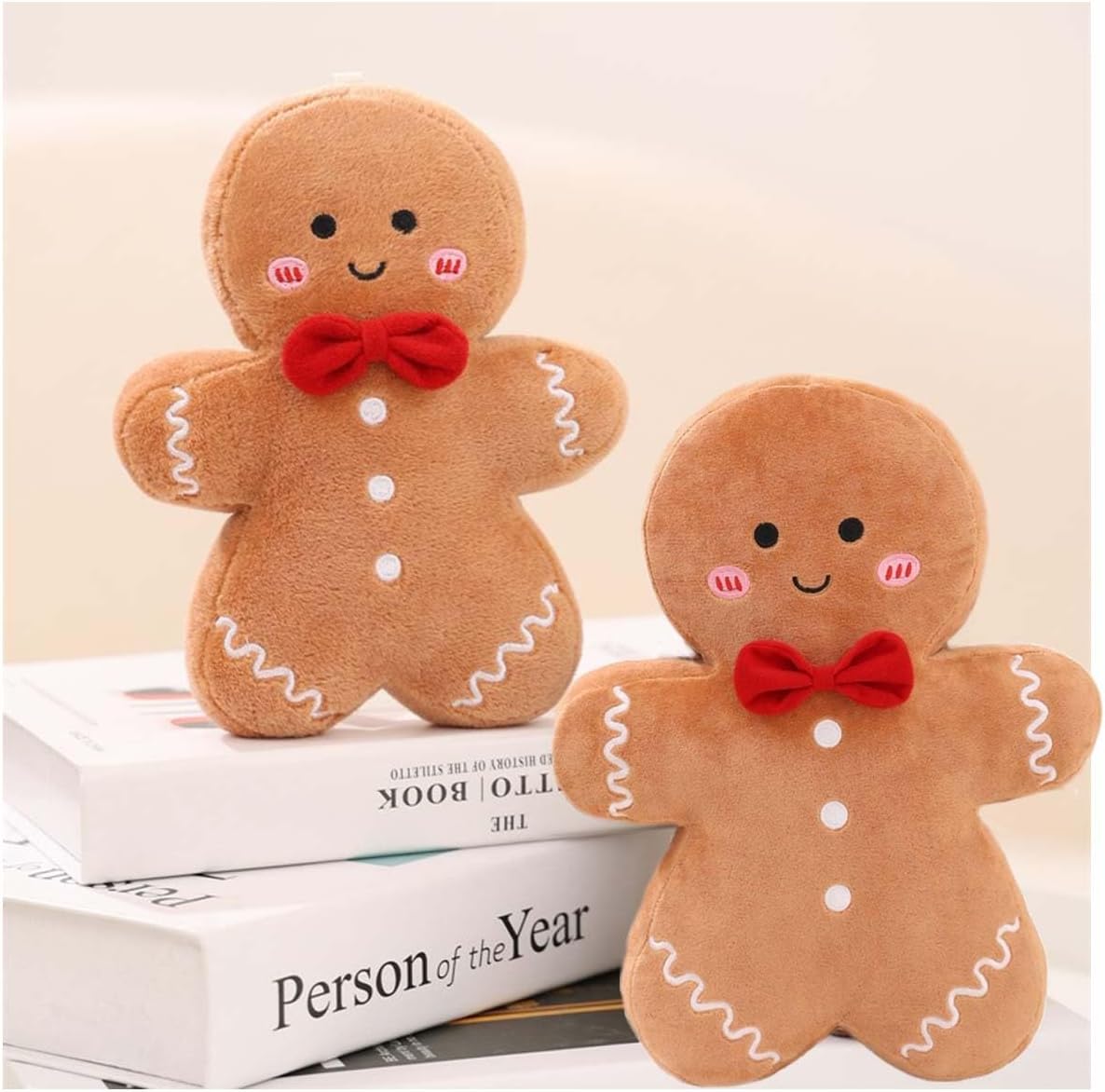 Cyprinus Carpio 5-7/8Inch Christmas Gingerbread Man Pillow Creative Biscuit Man Plush Soft Throw Pillows Stuffed Premium Polyester Fiber Sofa Cushion Party Decor (Twins 5-7/8SMILE, 5-7/8 INCH)