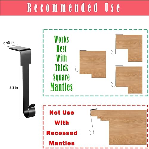 Miniatura 2 de Guojanfon Soportes para calcetines de Navidad, ganchos para repisa, ganchos para chimenea, gancho para medias de Navidad, colgador de chimenea,