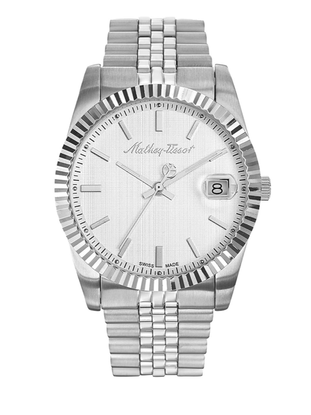 Mathey-Tissot Stainless Steel Swiss Made Analog Silver Dial Men Watch – H810Ai, Silver Band