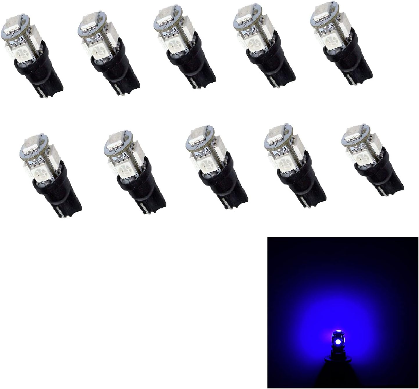 PA LED 10PCS Auto T10 194 168 Purple LED Light Bulb 12V 5SMD 5050 Current Fixed for Interior Map Dome Instrument Panel Trunk Backup License Plate Lamp