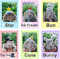 Vista 6 de Sombrero de hámster, mini animales pequeños con correa ajustable, encantadores sombreros pequeños de punto a mano para lagarto, conejillo de indias