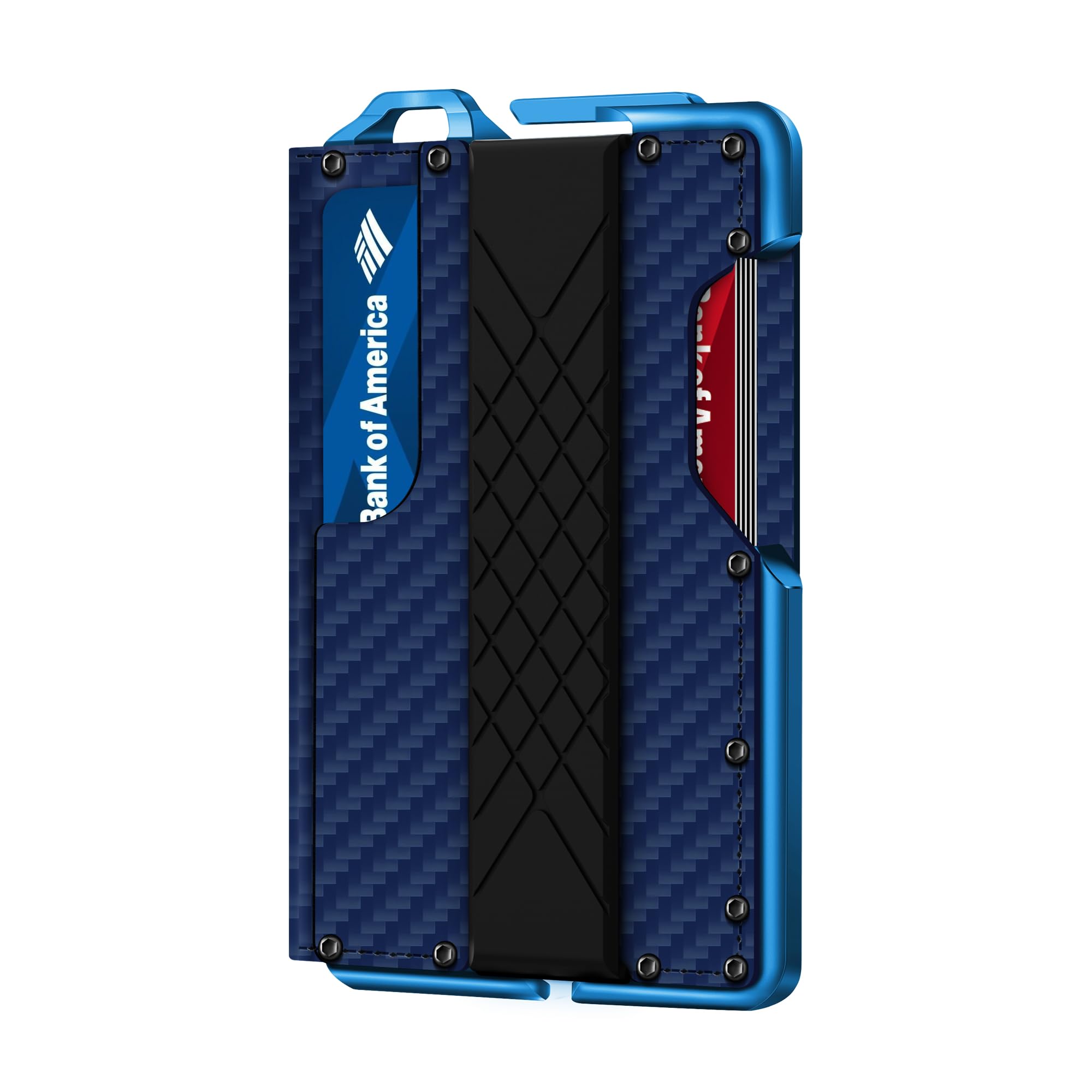 MURADIN Tactical Minimalist Wallet for Men, Slim RFID-Blocking Metal Card Holder, Front Pocket Men’s Nylon Leather Dapper Bifold Wallet with Money Clip