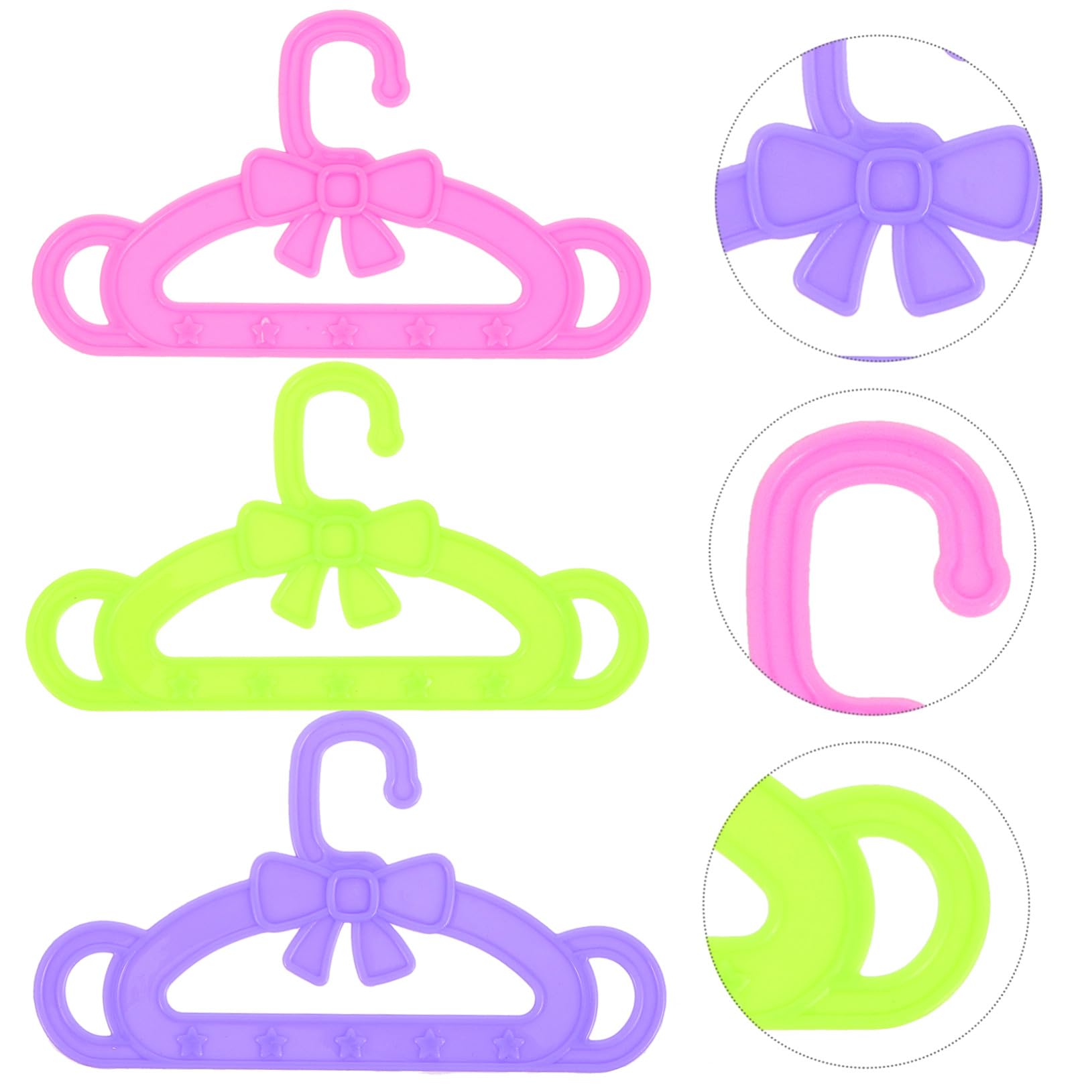 Perchas para Vestidos de Muñecas de Plástico 15 Piezas | Accesorios para Ropa de Muñecas de Juguete, Surtido Rosa Verde y Morado, para Navidad y Ocasiones Obsequios