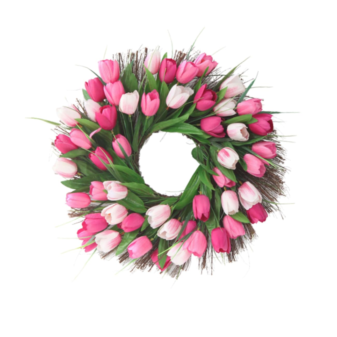 Guirnalda de Tulipanes Rosa de Tela y Ratán Sintético para Boda