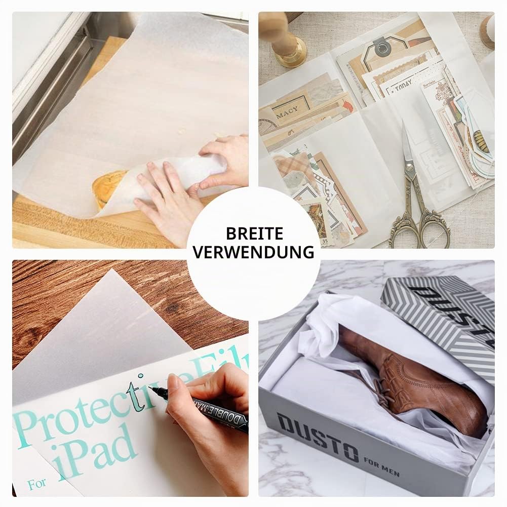 Seidenpapier weiß 125 Blatt 50 x 76 cm Transparentpapier Basteln Papier zum Basteln Geschenkpapier Kunsthandwerk und zur Dekoration für Geburtstag Hochzeit,17gm
