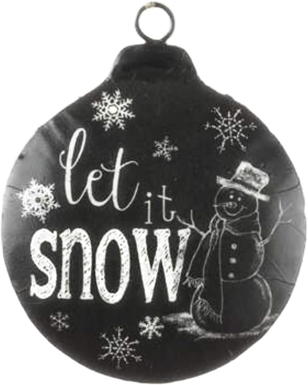 Sullivans 3.5'' Black and White Metal Circle Ornament ("Let It Snow" Snowman)