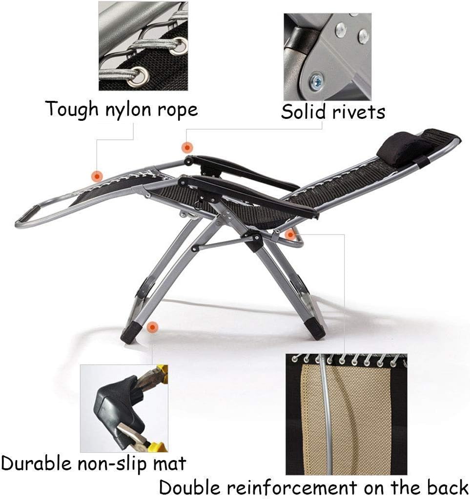 Renovation House Folding Patio Lawn Chairs Zero Chair Reclining for Heavy People Zero Outdoor Garden Beach Deck Sun Lounger Support 150kg
