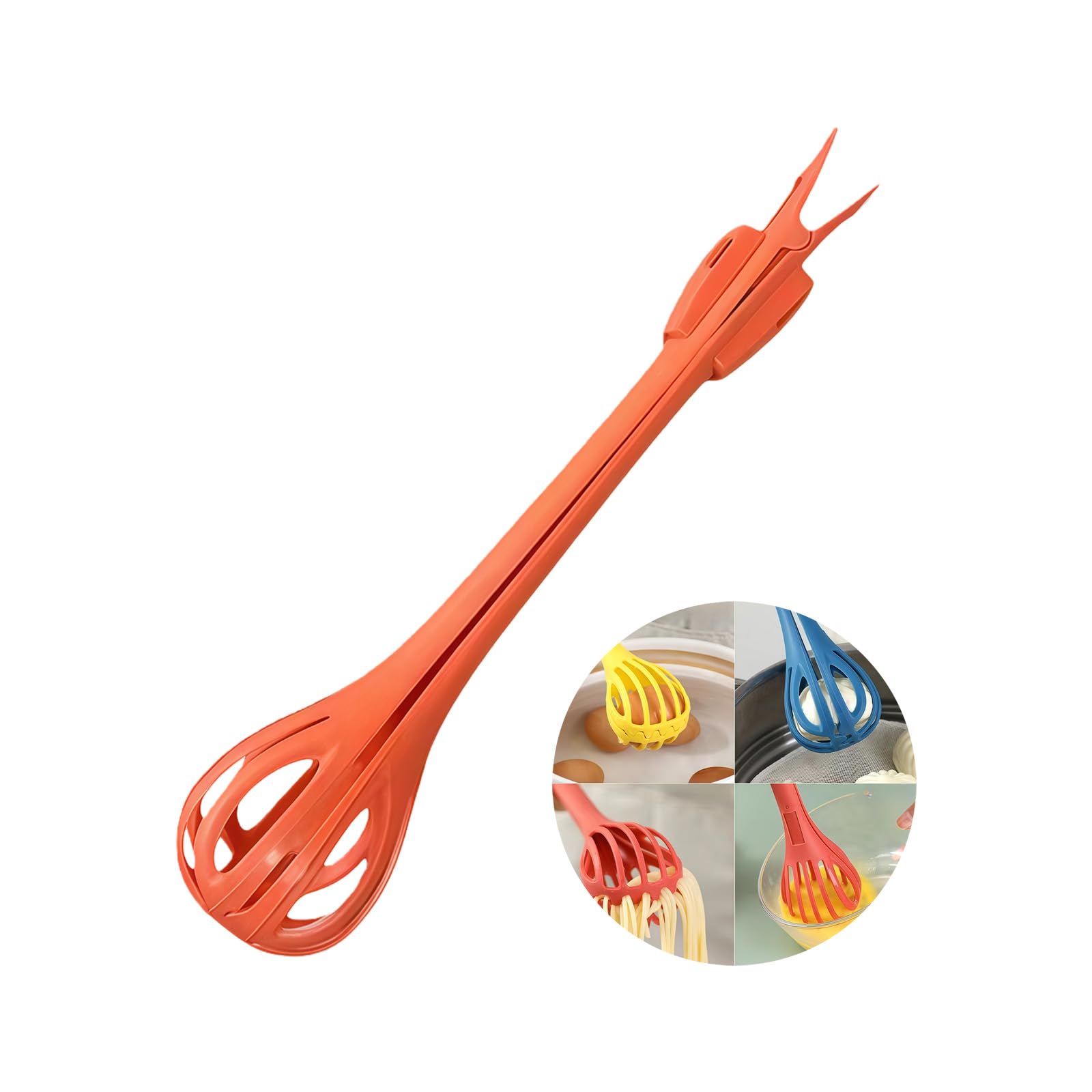 hogtnd Egg Whisk and Food Tongs Multipurpose Plastic 2 in 1 Ergonomic Comfortable Handle for Stirring, Mixing, Baking Oven, Oven Accessory, Dishwasher Safe