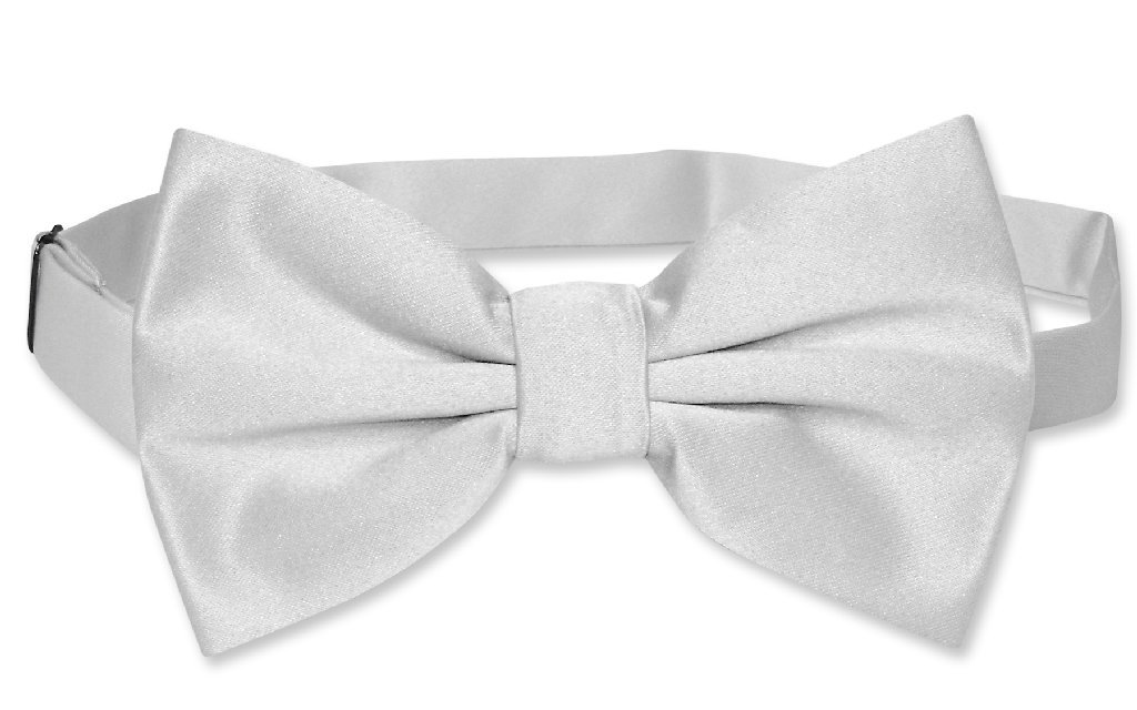 Vesuvio Napoli BOWTIE Solid SILVER GREY Color Men's Bow Tie for Tuxedo or Suit