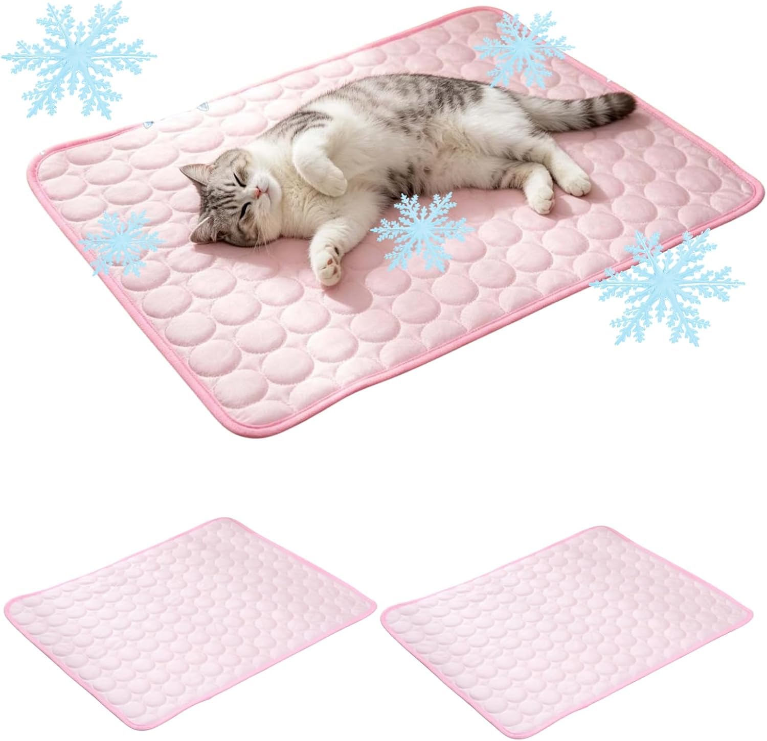 Pet Cooling Mat, Breathable Summer Mat for Pets, Portable & Washable Non-Slip Pet Pad, Suitable for Indoor, Outdoor, Crate, Cat Bed (Pink2Pcs_70x55cm) โ image 1