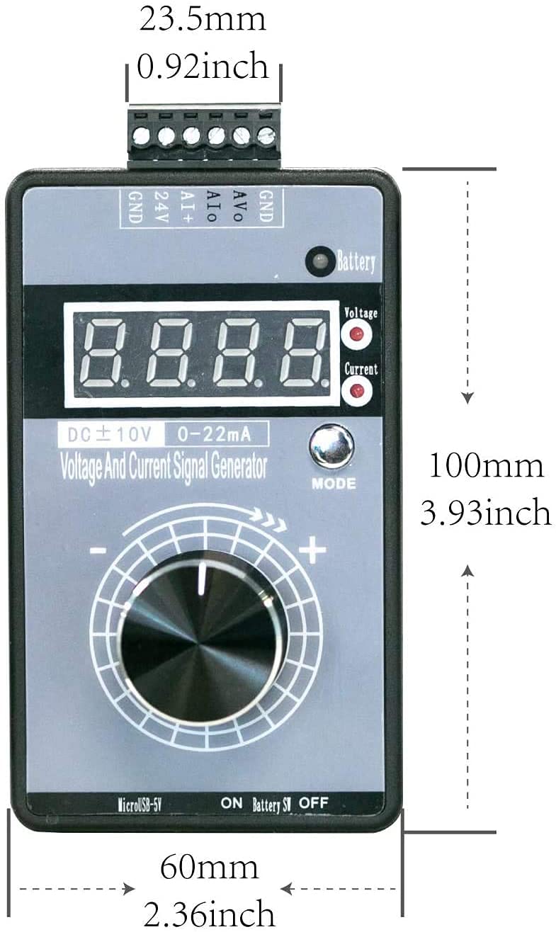 Generador de señales de Corriente y Voltaje DC 0-10V 0/4-20mA para depuración de PLC y Panel, Batería Recargable Incorporada, USB,Interfaz De Fuente De Alimentación Simulador, Servomotor
