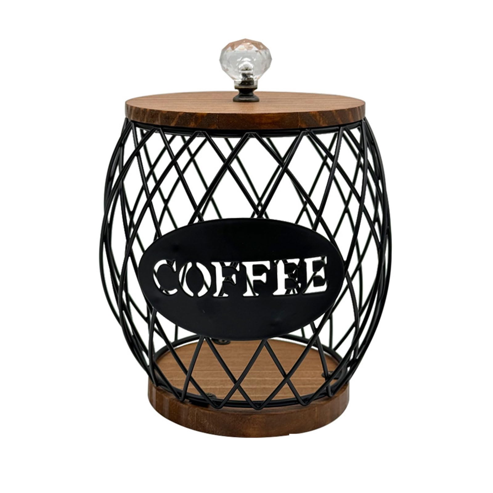 HENYGEN Contemporary Geometric Metal Fruit Basket with Wood Stand for Living Room or Cafe Display Kitchen Living Room Storage Basket